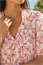 CORAL Petite Floral Border V-Neck Top, Image 4 of 4