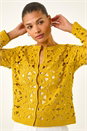 Yellow Crochet Knit Cardigan, Image 1 of 4