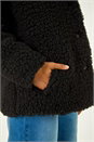 Black Dusk Textured Borg Pocket Short Coat, Image 5 of 5