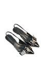 Black XY LONDON Black 'Lexi' Pointed Toe Kitten Heels With Buckle, Image 5 of 6