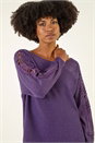 Purple Shimmer Leaf Knit Jumper, Image 1 of 5