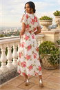 Ivory  Chiffon Floral Split Sleeve Midi Dress, Image 3 of 4