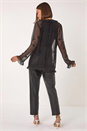 Black Embellished Tie Front Top, Image 3 of 5
