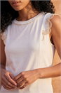 Ivory  Embroidered Frill Top, Image 4 of 4