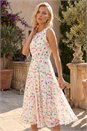 Ivory Petite Abstract Print Pleated Midi Dress, Image 1 of 4
