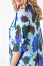 Blue Curve Tie Front Printed Mesh Top, Image 5 of 5