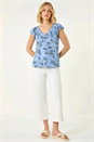 Blue Floral Frill Shoulder Vest Top, Image 2 of 5