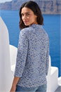 Blue Heart Print Collared Top, Image 3 of 4