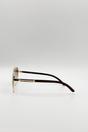 Brown SVNX Brown Retro Square Navigator Sunglasses in Brown, Image 4 of 5