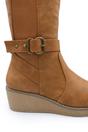Tan 'Ayleen' Wide Calf Wedge Heel Knee High Boots, Image 2 of 3