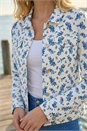 Ivory  Floral Print Bengaline Denim Jacket, Image 4 of 4