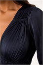 Navy  Pleated V-Neck Mini Dress, Image 5 of 5