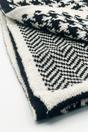 White Houndstooth Herringbone Double Sided Scarf, Image 2 of 3