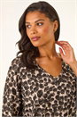 Beige Printed V-Neck Tunic Top, Image 4 of 5