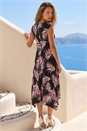 Black Leaf Print Stretch Maxi Dress , Image 3 of 4