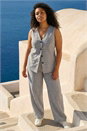 Grey Curve Textured Wide Leg Trousers, Image 3 of 4
