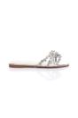 Silver Flat Diamante Sandals Flip Flops Sliders, Image 2 of 4