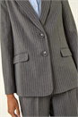 Grey Pinstripe Collared Blazer, Image 6 of 8
