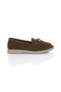 Dark Brown AJVANI Dark Brown Flat Slip On Smart Loafers, Image 2 of 4