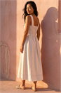 Natural  Petite Linen Blend Contrast Stitch Dress , Image 3 of 4