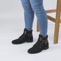 Black Lace Up Knitted Collar Biker Ankle Boots, Image 5 of 6