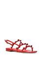Red XY LONDON Red 'Pamela' Flat Strappy Sandals with Beaded Detail, Image 2 of 5