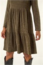 KHAKI Textured Frill Dress, Image 5 of 5