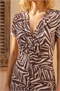 Chocolate Petite Zebra Print Knot Midi Dress , Image 4 of 4
