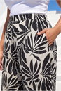 Black Curve Leaf Print Metallic Wide Leg Trouser, Image 4 of 4