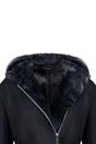 Black Hooded Merino Sheepskin Jacket-Mandalay, Image 5 of 5