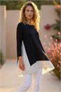 Black Polka Dot Side Split Tunic Top, Image 2 of 4