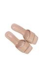 Beige 'Pearl' Square Toe Stiletto Kitten Heel Mule Sandals, Image 6 of 6