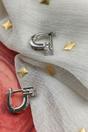 Silver The Colourful Aura Sterling Silver U-Shape Hoop Studs with Zircon, Image 2 of 2