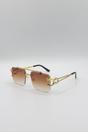 Brown Rimeless Navigator With Side Detail Sunglasses In Brown, Image 3 of 5