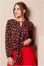 Black Lip Print Tie Front Top, Image 1 of 4