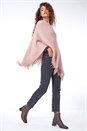 Light Pink Fluffy Ribbed Poncho, Image 1 of 5