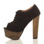 Black High Heel Crochet Lace Up Platform Peep Toe Shoe Boots, Image 3 of 5