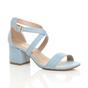 Light Blue AJVANI Light Blue Mid Block Heel Crossed Straps Sandals, Image 1 of 6