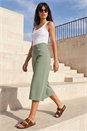 Khaki Wide Hem Cropped Trouser, Image 1 of 4