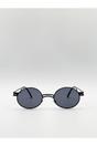Black Retro Round Sunglasses in Black, Image 1 of 4