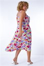 Ivory Curve Floral Belted Midi Dress, Image 3 of 5