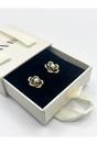 Gold Black Floral Pearl Stud Earrings in Gold - Gift Boxed, Image 5 of 5