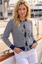 Navy Stripe Bow Front Knit Jumper, Image 1 of 4