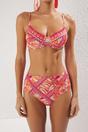 Multi Printed Balconette High Waisted Bikini Set, Image 2 of 3