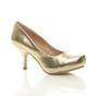 Gold Mid High Heel Court Shoes, Image 1 of 8