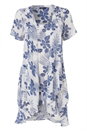 Blue Short Sleeve Floral Crinkle Tunic Top, Image 5 of 5