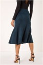 Teal Flared Textured Midi Stretch Skirt, Image 4 of 5