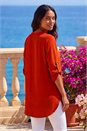 Rust Longline Notch Neck Buttoned Top, Image 2 of 4