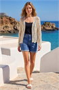 Natural  Crochet Edge To Edge Cardigan, Image 2 of 4