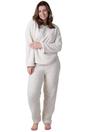 Cream Supersoft Textured Woven Pattern Fleece Pyjamas, Image 1 of 5